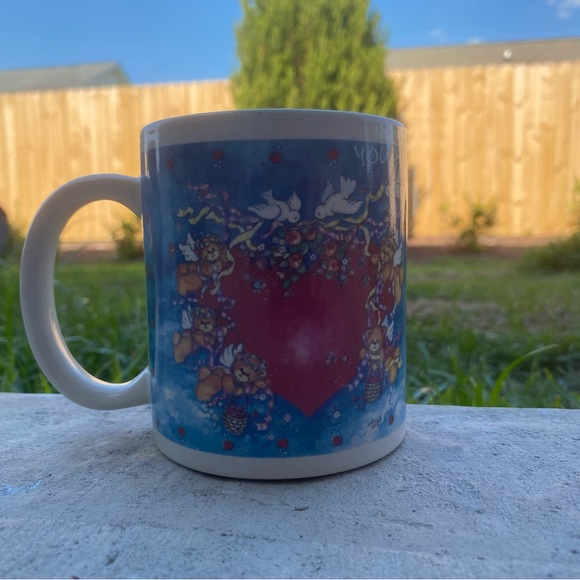 Vintage 1998 Lucy Rigg Teddy Bear Kawaii Mug Heart Doves Angel Teddy Bears - Picture 2 of 4